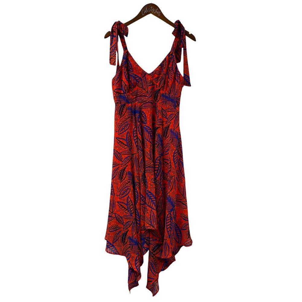 Alexis x Target Midi Dress Tropical Tie Strap Red Blue Swiss Dot Floral Medium